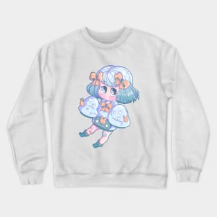 Cute Chibi Girl With Big Eyes Crewneck Sweatshirt